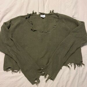 Cropped Distressed Sweater